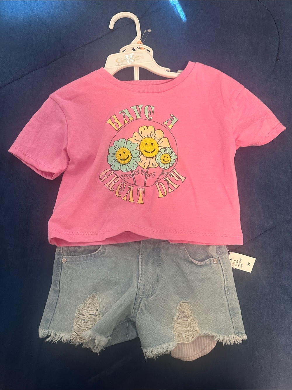 Girls' Pink 'Have a Great Day' Flower Graphic Tee